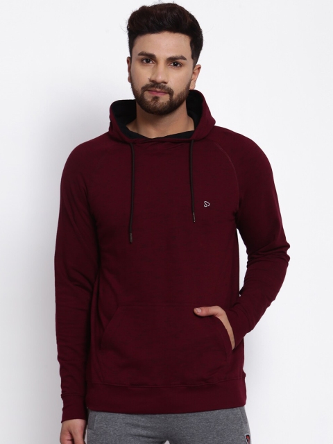 

SPORTO Men Burgundy Cotton Hooded Sweatshirt
