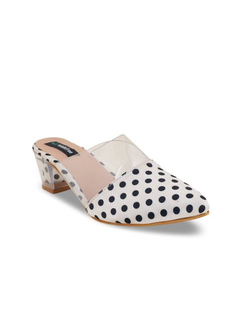 

Walkfree White & Black Printed Block Mules