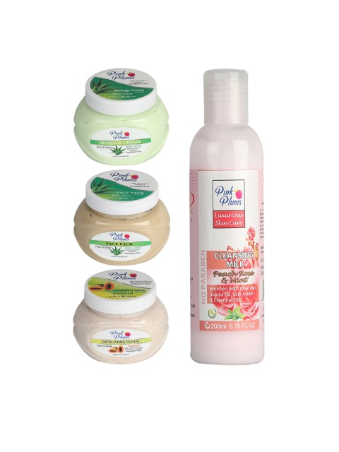 

Pink Plums Paraben Free Aloevera Peach Rose & Mint Papaya Facial Kit, Multi