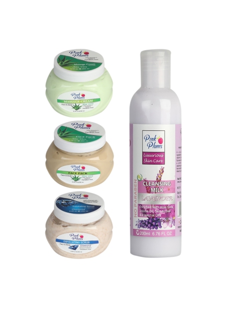 

Pink Plums Pack of 4 Facial Kit, White