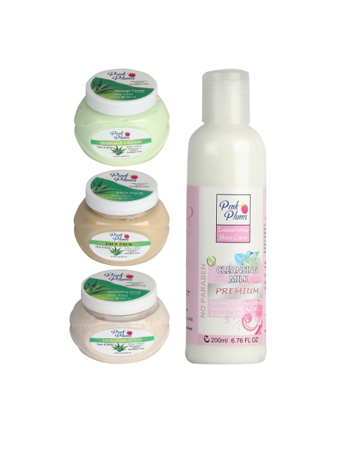 

Pink Plums Pack of 4 Facial Kit, Multi