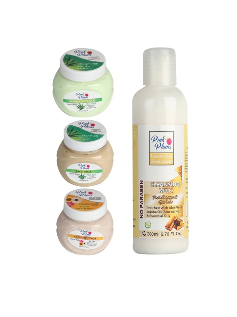 

Pink Plums Gold & Tan Paraben Free Aloevera Facial Kit