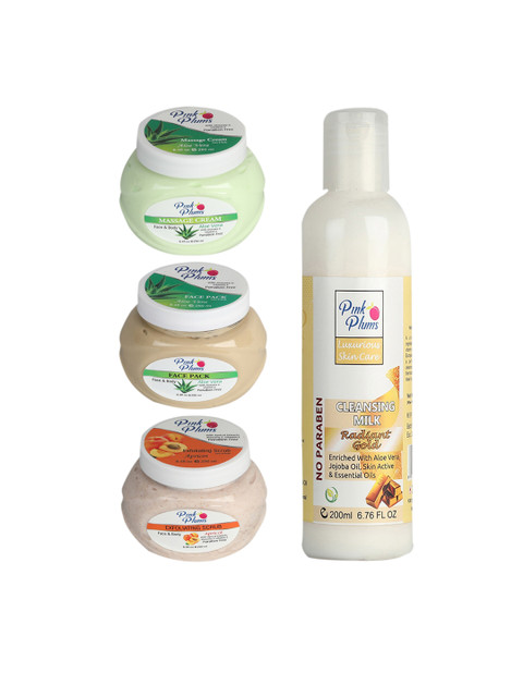 

Pink Plums Set Of 4 Skincare Kit 950ml, Multi