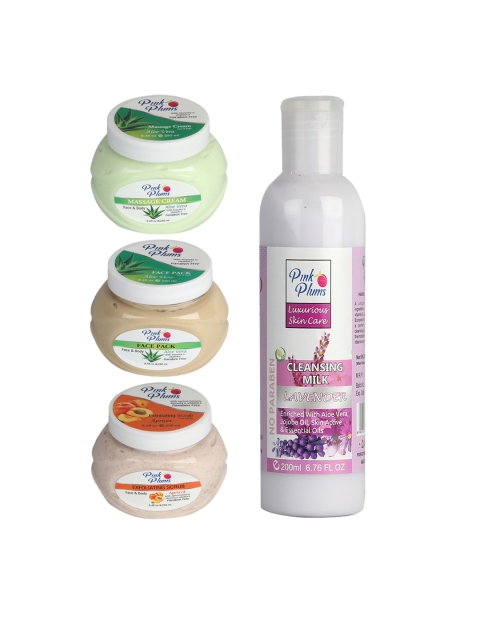 

Pink Plums Set Of 4 Facial Kit, Multi