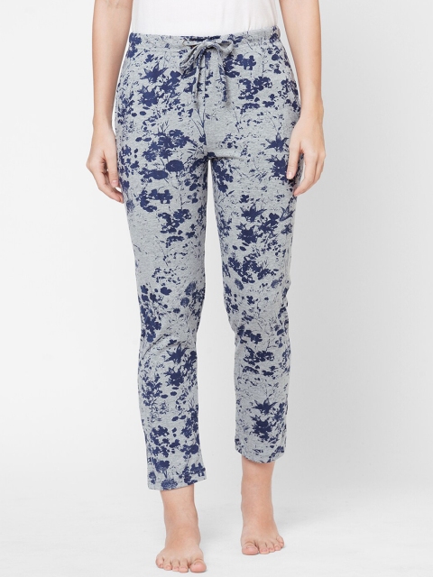 

URBAN SCOTTISH Women Grey & Blue Printed Cotton Lounge Pants