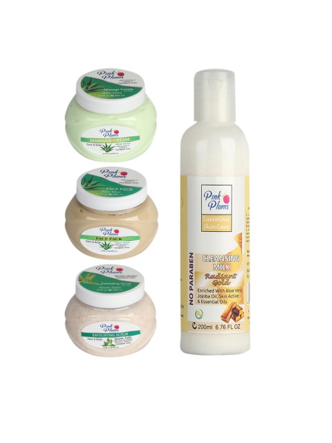 

Pink Plums Unisex Aloevera Gold Neem Tulsi Face & Body Massage creams- 950 ml, Multi