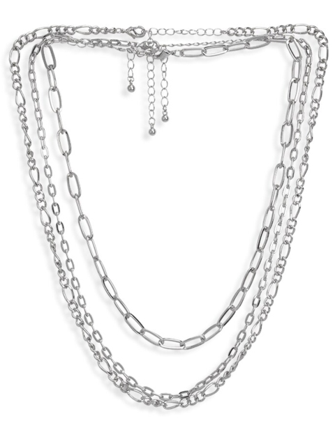 

Kazo Silver-Toned Triple Layered Chain Necklace