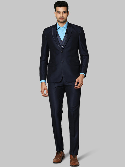 

Raymond Men Navy Blue Solid Slim-Fit Single-Breasted 3-Piece Formal Suit