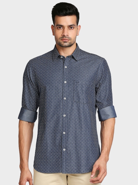 

ColorPlus Men Navy Blue Tailored Fit Printed Casual Shirt