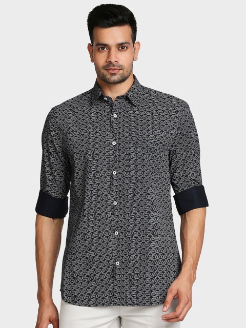 

ColorPlus Men Blue Tailored Fit Printed Casual Cotton Shirt