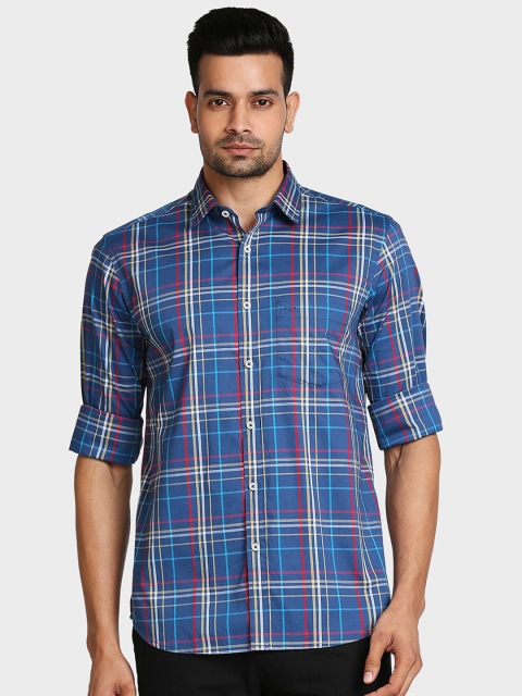 

ColorPlus Men Blue Tailored Fit Checked Casual Shirt