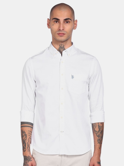 

U S Polo Assn Men White Casual Cotton Shirt