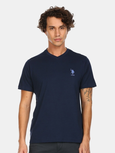 

U S Polo Assn Men Blue V-Neck T-shirt