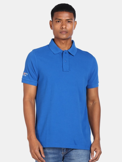 

U.S. Polo Assn. Men Blue Polo Collar T-shirt