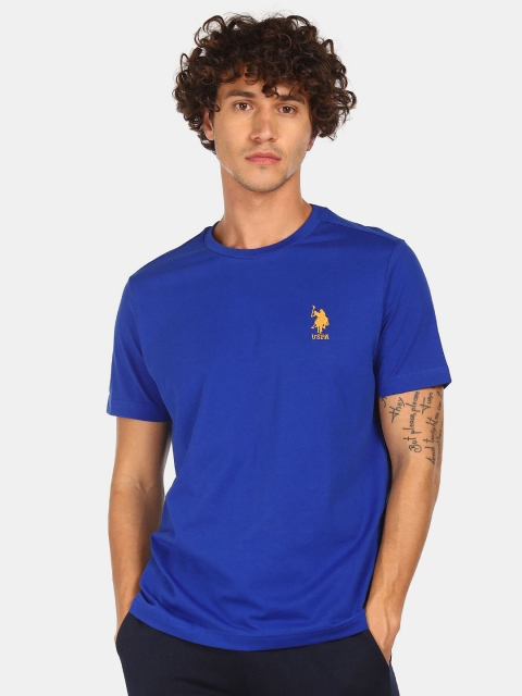 

U.S. Polo Assn. Men Blue Mandarin Collar T-shirt