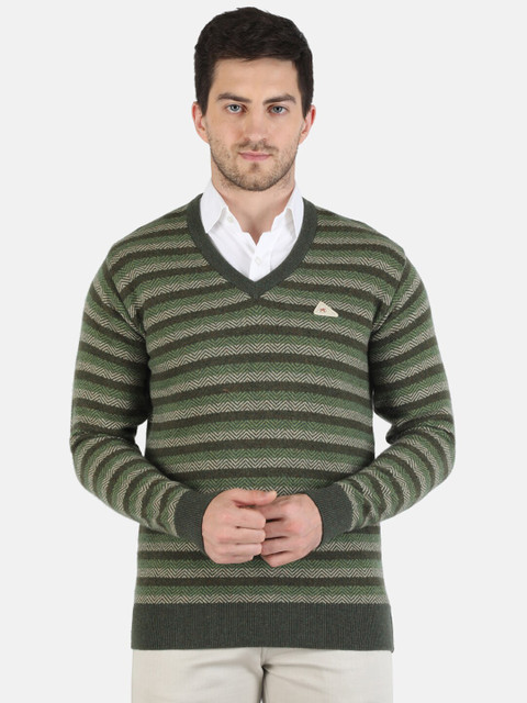 

Monte Carlo Men Grey & Green Striped Sweater Vest
