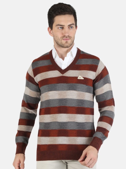 

Monte Carlo Men Maroon & Grey Striped Pullover