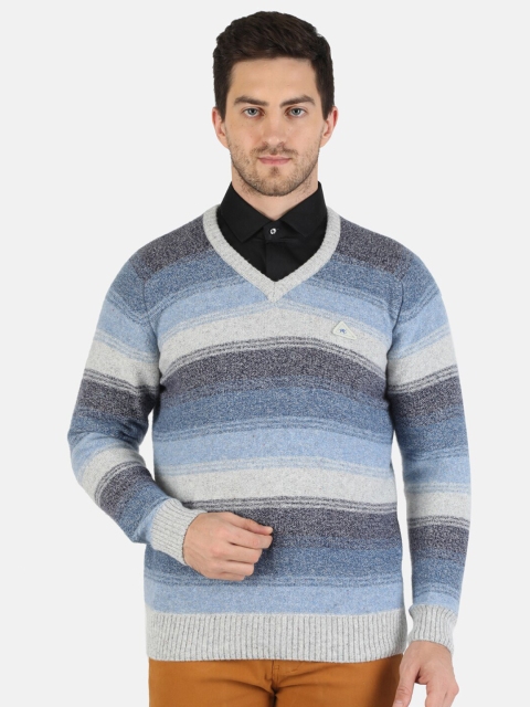 

Monte Carlo Men Grey & Blue Striped Pullover