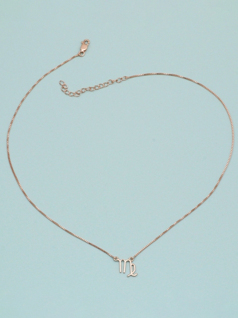 

Silgo Women Rose Gold-Toned Virgo Zodiac Sign Outline Pendent Necklace