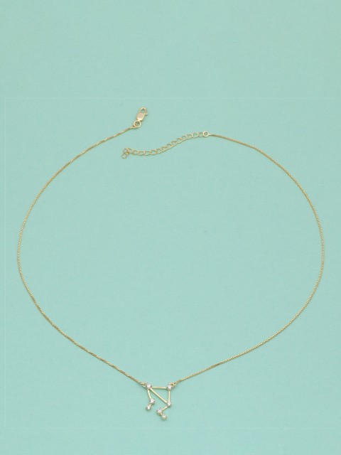 

Silgo Gold-Toned & White 925 Sterling Silver Gold-Plated Libra Constellation Sign Chain