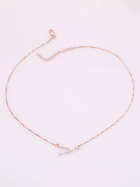 

Silgo Rose Gold-Plated & White Taurus Constellation Sign Outline Necklace