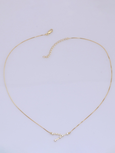 

Silgo Gold-Toned Silver Gold-Plated Taurus Constellation Sign Outline Necklace
