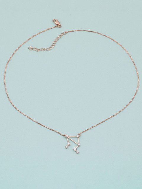 

Silgo Rose Gold & 925 Sterling Silver Rose Gold-Plated Libra Constellation Necklace