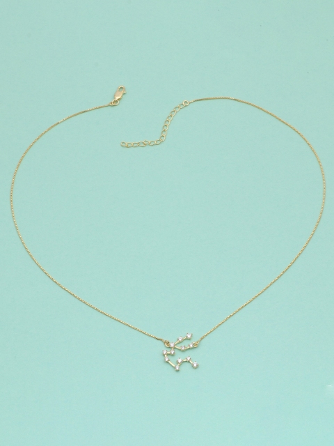 

Silgo Woman 925 Sterling Silver Gold Plated Aquarius Sign Outline Necklace
