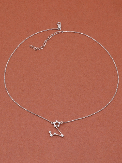 

Silgo Silver-Toned 925 Sterling Silver Rhodium-Plated Pisces Constellation Sign Necklace