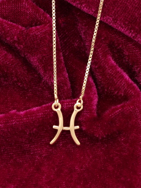 

Silgo Gold-Toned Silver Gold-Plated Pisces Zodiac Sign Outline Necklace