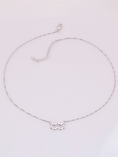 

Silgo Women White Aquarius Zodiac Sign Outline Pendent Necklace