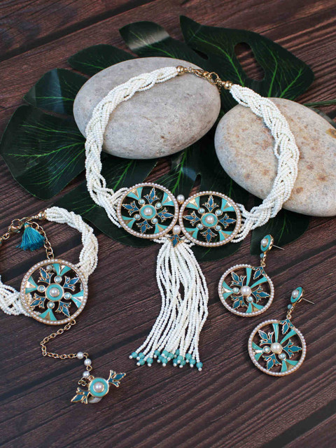 

Runway Ritual Multicoloured Pearl Enamel Jewellery Set, Multi