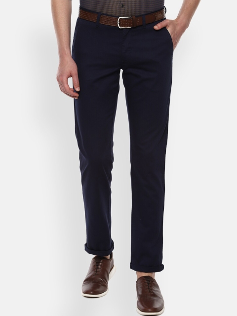 

Van Heusen Sport Men Navy Blue Striped Slim Fit Chinos Trousers