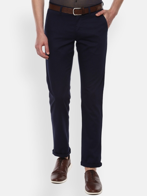 

Van Heusen Sport Men Navy Blue Striped Slim Fit Chinos Trousers