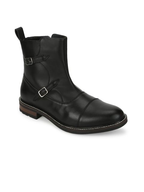 

Truffle Collection Men Black High-Top Flat Boots