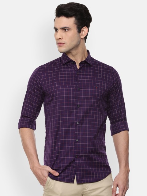 

Louis Philippe Sport Men Purple Slim Fit Opaque Checked Pure Cotton Casual Shirt