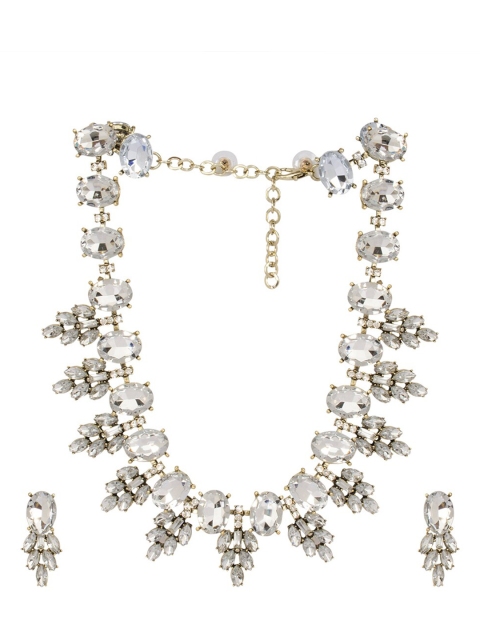 

Kazo Gold-Plated & White Milky Stone Embellished Necklace