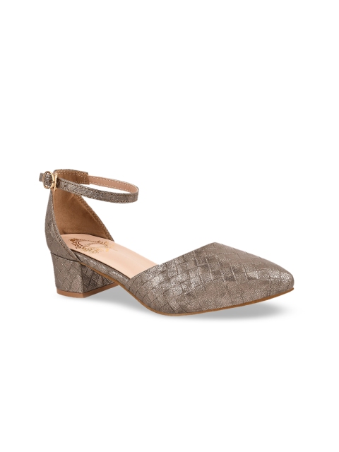 

Stelatoes Gunmetal-Toned Textured Party Block Pumps, Metallic