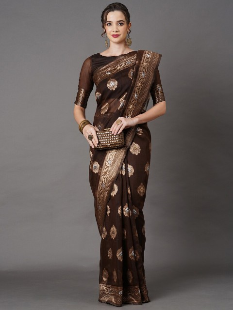

Mitera Brown Woven Design Banarasi Saree