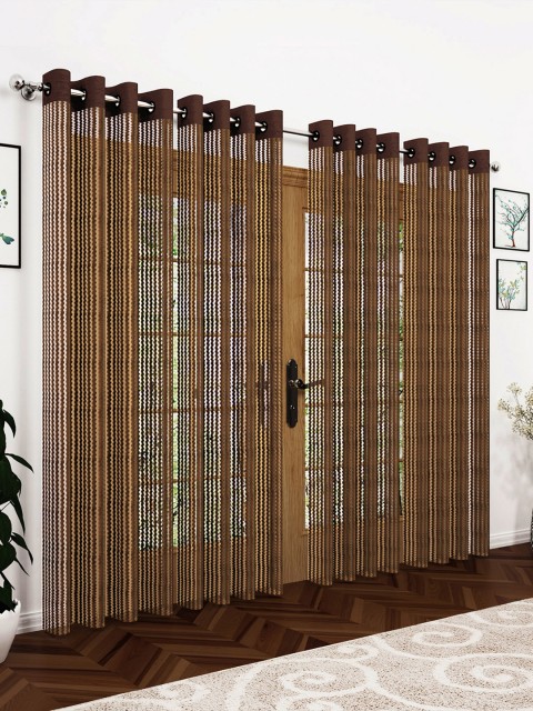 

Story@home Brown Set of 4 Sheer Long Door Curtain