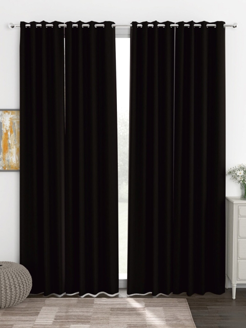 

Story@home Black Set of 4 Dark Brown Out Door Curtain, Coffee brown