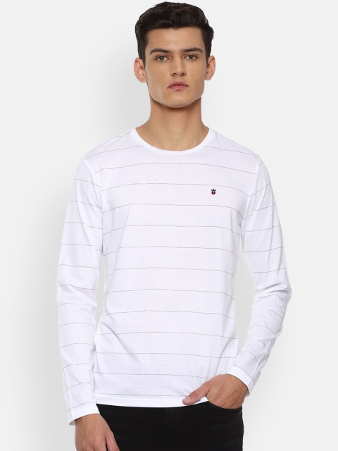 

Louis Philippe Sport Men White & magnolia Striped Pockets Slim Fit T-shirt