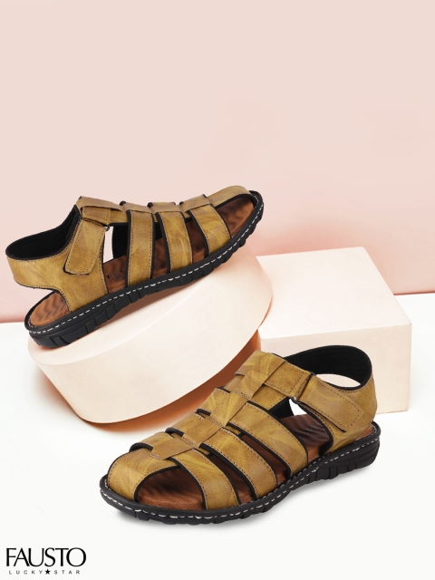 

FAUSTO Men Tan Brown Comfort Sandals