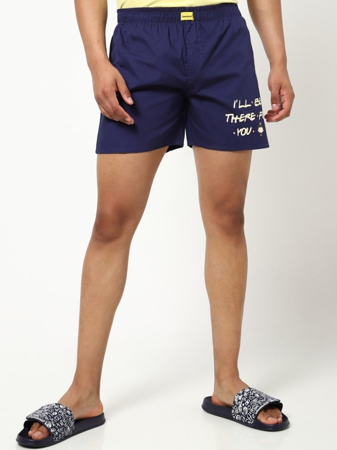 

Bewakoof Men Blue Printed Pure Cotton Boxers 382609