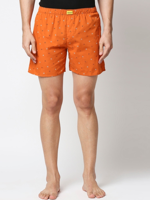 

Bewakoof Men Orange & White Cotton Printed Boxers 369699