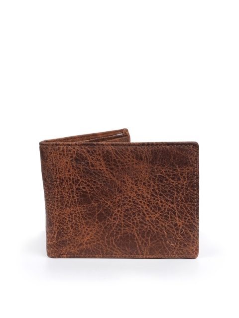 

Fusion Threads Men Brown Textured Leather Two Fold Wallet