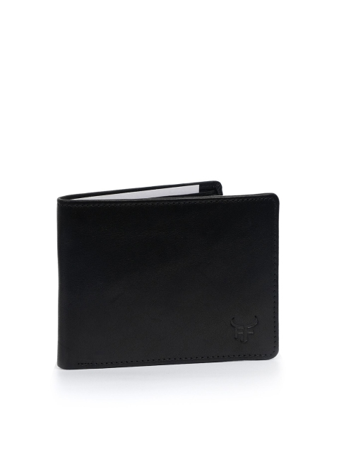 

Fusion Threads Men Black Textured Genuine Leather Two Fold Wallet