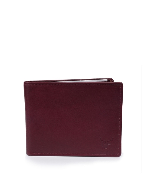 

Fusion Threads Men Burgundy Textured Leather Two Fold Wallet