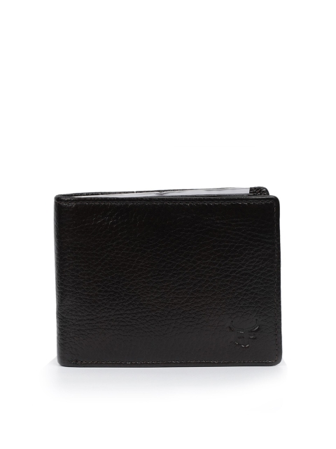 

Fusion Threads Men Black Textured Leather Two Fold Wallet