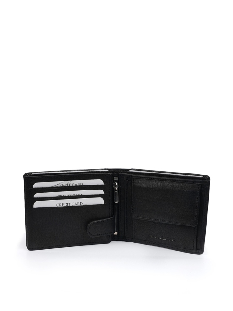 

Fusion Threads Men Black Textured Leather Two Fold Wallet